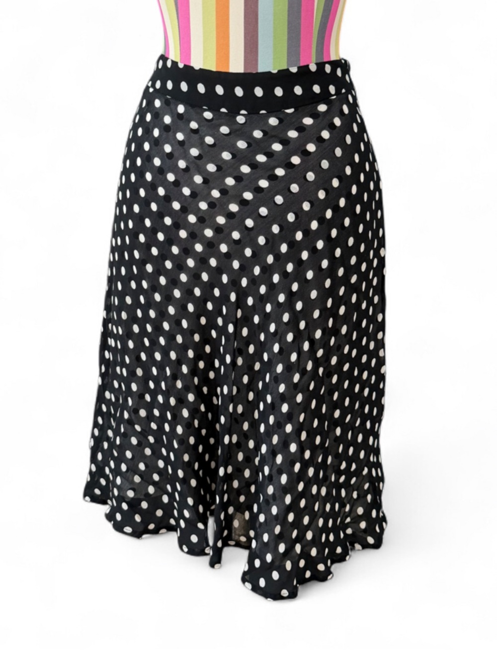 Vintage Style & Co Double Layer Polka Dot Rayon Midi Knee Skirt